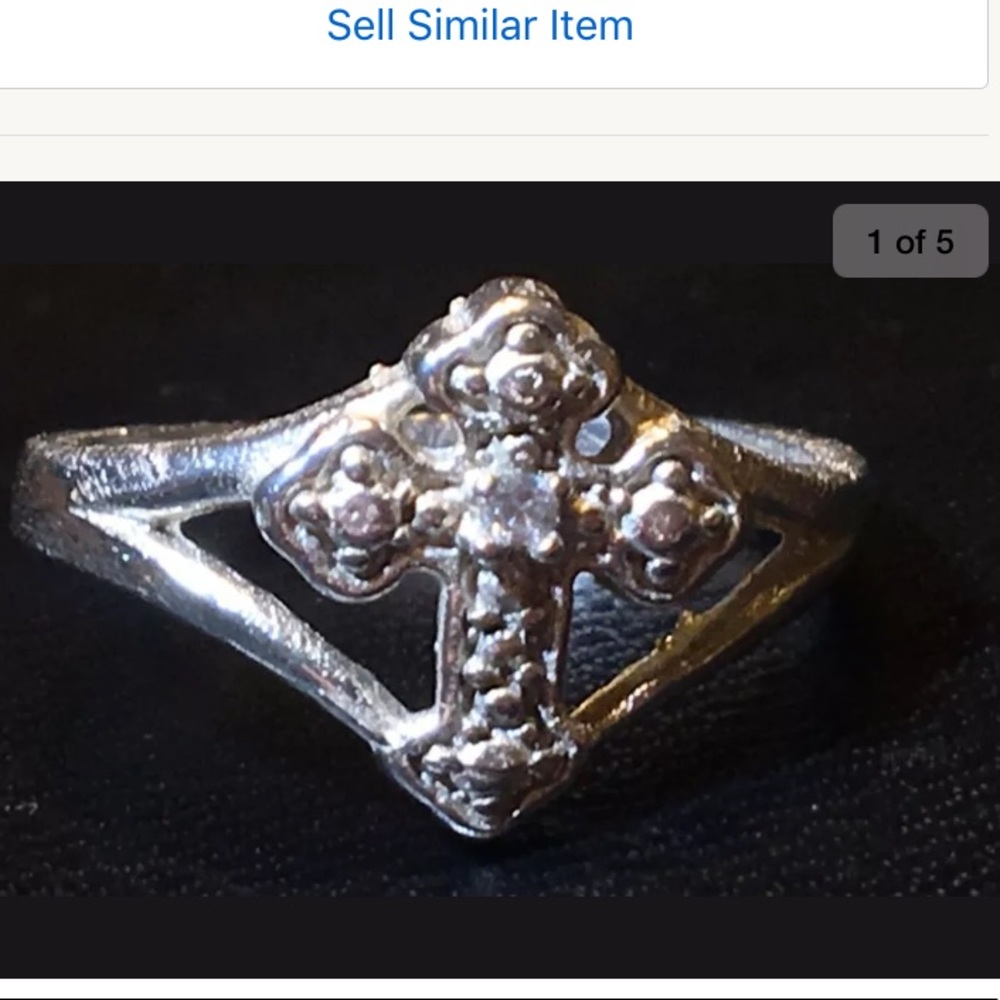 Cross Crucifix  Moissanite  Ring 925 Silver Size 6